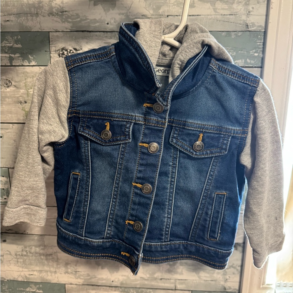 George Blue and Gray Jean Jacket with Hybrid Design